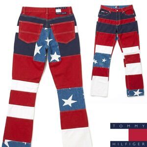 Vintage 90s Tommy Hilfiger Women’s 3 Jeans USA Flag Patchwork